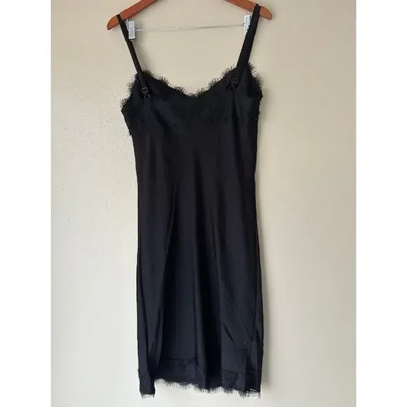 Rebecca Minkoff Black Lace Trim Midi Slip Dress Size Medium - Picture 10 of 14